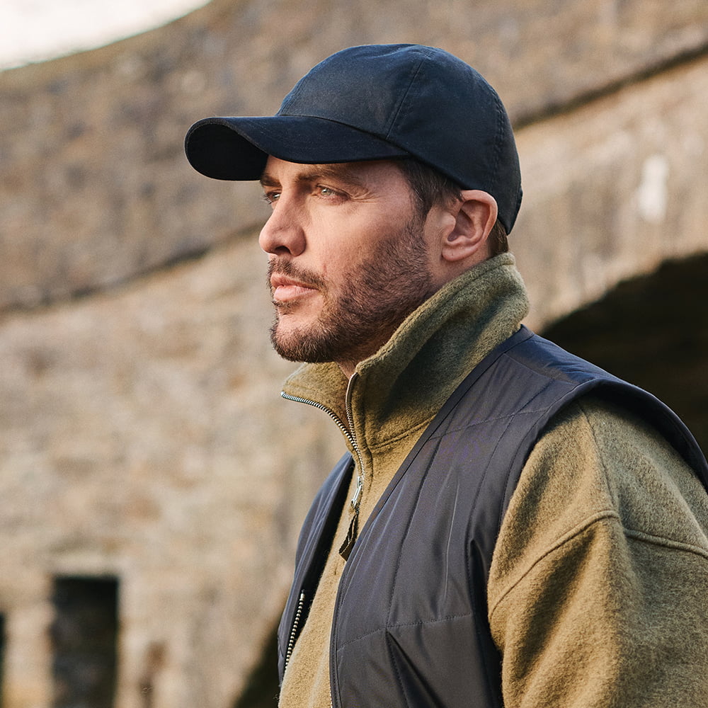 Failsworth Baseball Cap aus British Waxed Cotton - Schwarz