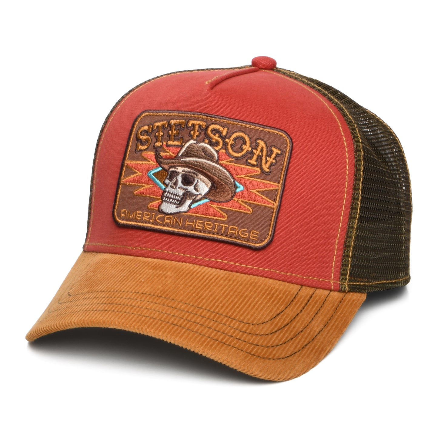 Stetson Skull Trucker Cap - Rot-Braun