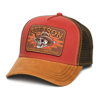 Stetson Skull Trucker Cap - Rot-Braun