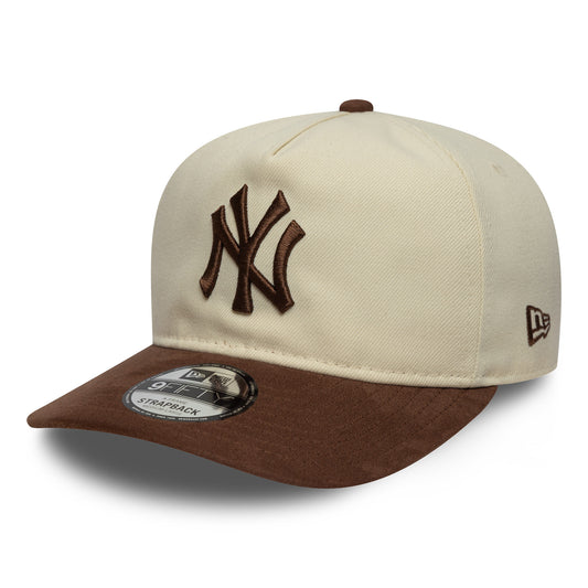 New Era 9FIFTY A-Frame New York Yankees Baseball Cap - MLB Suede Visor - Cremefarben-Schokolade