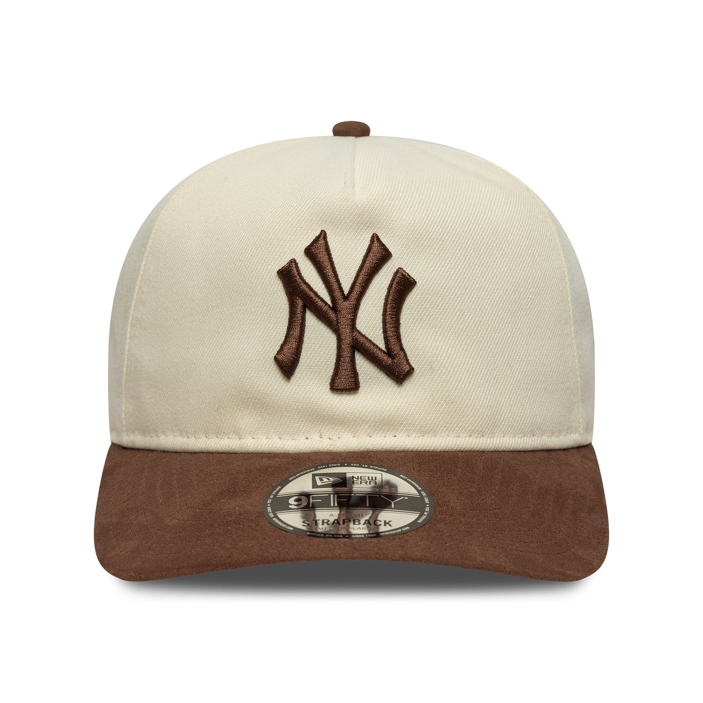 New Era 9FIFTY A-Frame New York Yankees Baseball Cap - MLB Suede Visor - Cremefarben-Schokolade