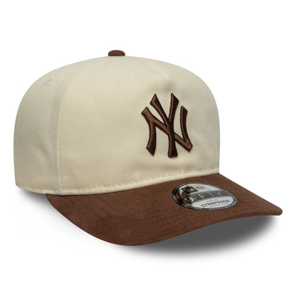 New Era 9FIFTY A-Frame New York Yankees Baseball Cap - MLB Suede Visor - Cremefarben-Schokolade
