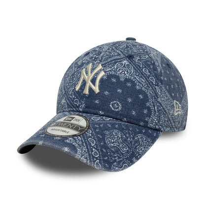 New Era 9TWENTY New York Yankees Baseball Cap - MLB Washed Paisley - Denim