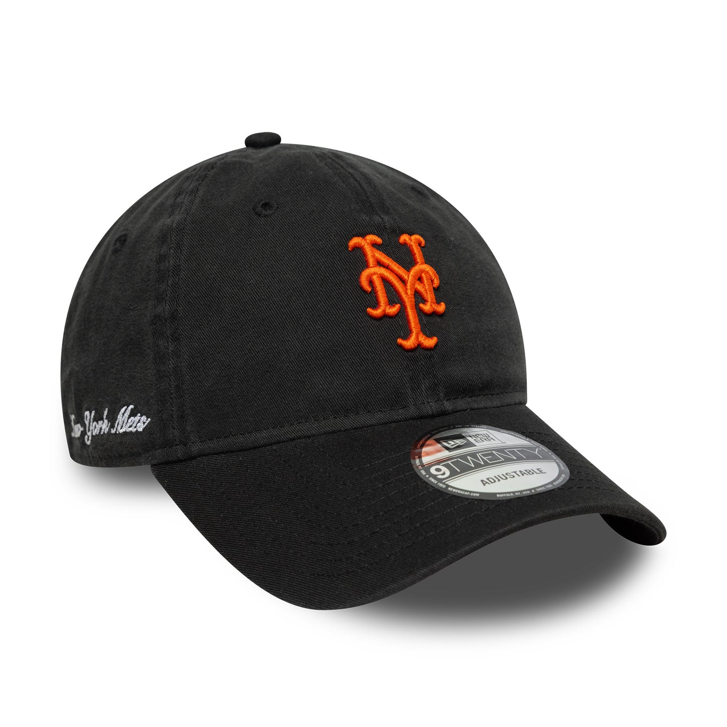 New Era 9TWENTY New York Mets Baseball Cap - MLB Washed Script - Schwarz-Orange