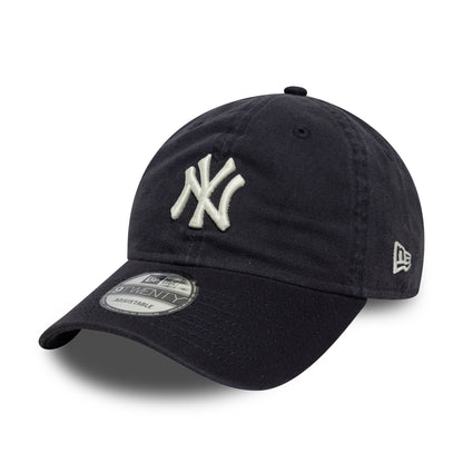 New Era 9TWENTY New York Yankees Baseball Cap - MLB Washed Script - Marineblau-Weiß