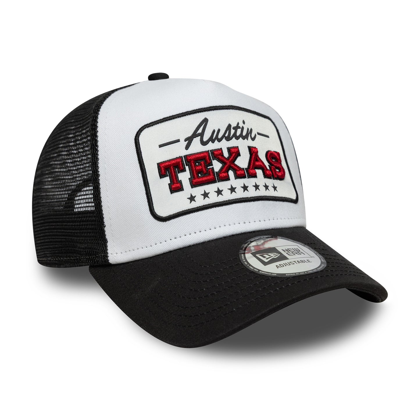 New Era A-Frame Austin Trucker Cap - Location Patch - Weiß-Schwarz