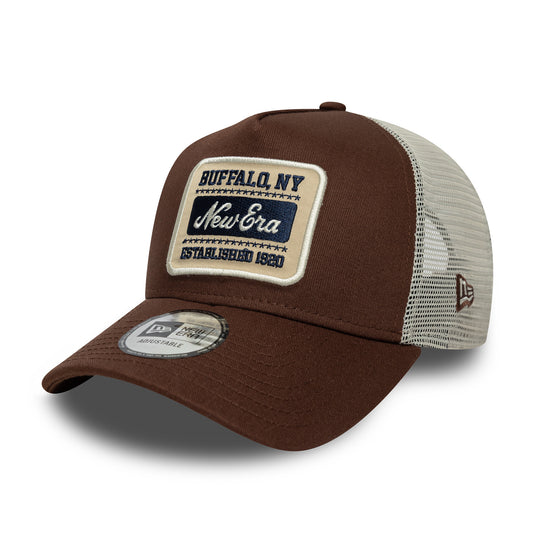 New Era A-Frame Trucker Cap - NE Patch - Schokolade-Steingrau