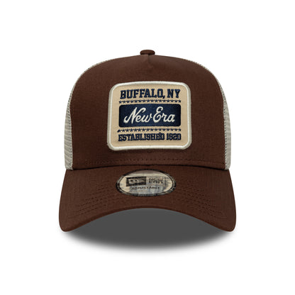 New Era A-Frame Trucker Cap - NE Patch - Schokolade-Steingrau