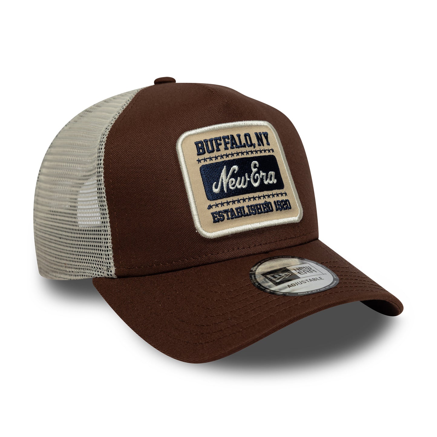 New Era A-Frame Trucker Cap - NE Patch - Schokolade-Steingrau