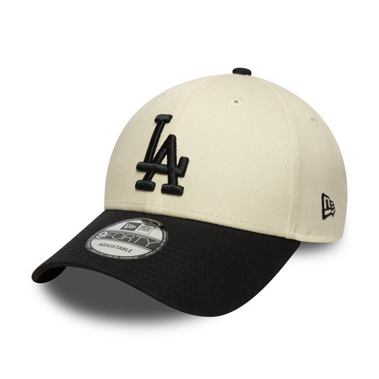 New Era 9FORTY L.A. Dodgers Baseball Cap - MLB Colourblock - Cremefarben-Schwarz
