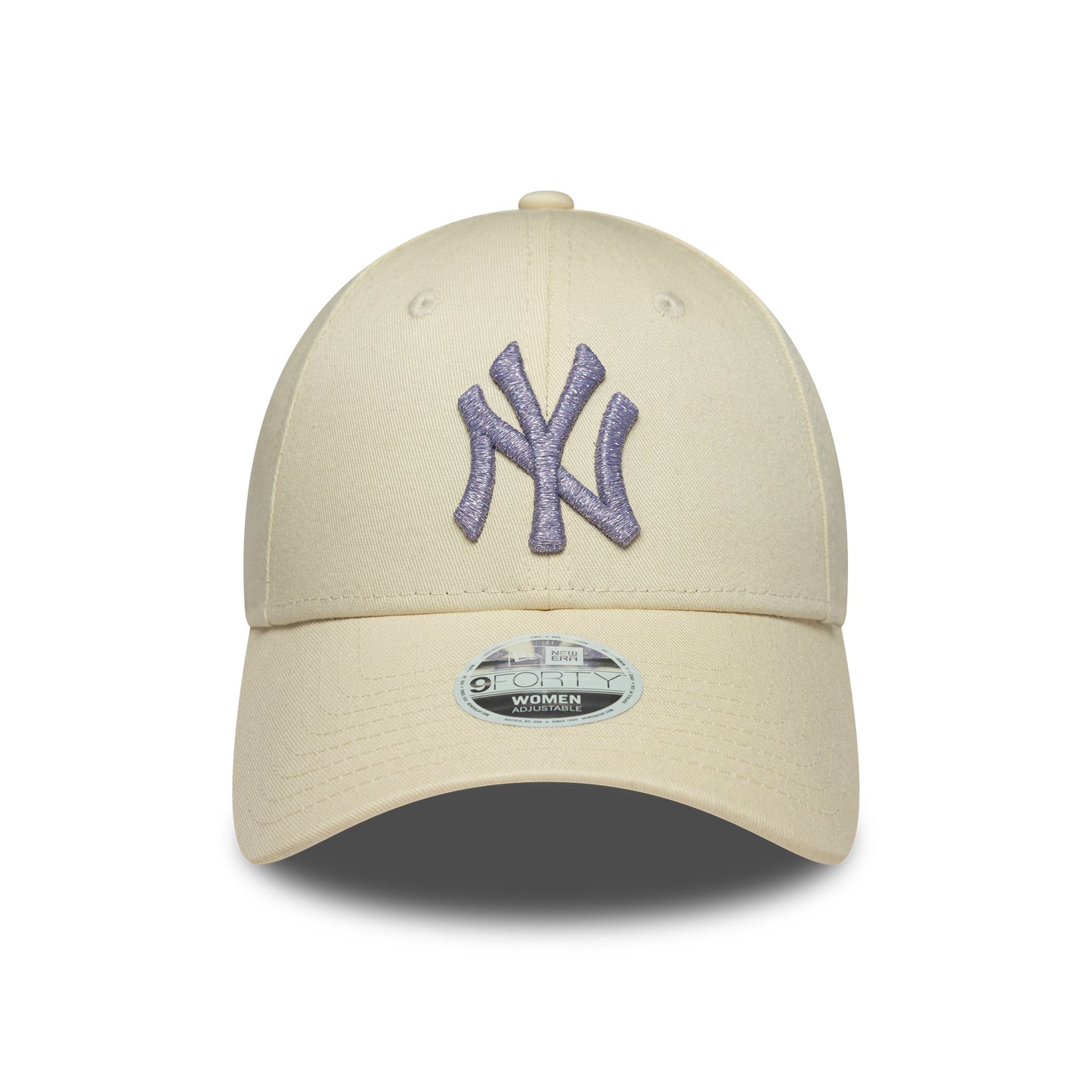 New Era Damen 9FORTY New York Yankees Baseball Cap - MLB Metallic Logo - Cremefarben-Lavendel