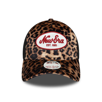New Era Damen 9FORTY M-Crown A-Frame Trucker Cap - NE Leopard - Hellbraun-Schwarz