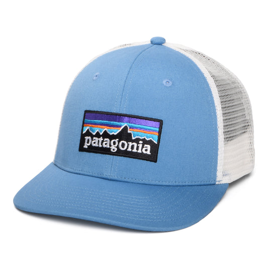 Patagonia P-6 Logo Trucker Cap aus organischer Baumwolle - Ozeanblau-Weiß