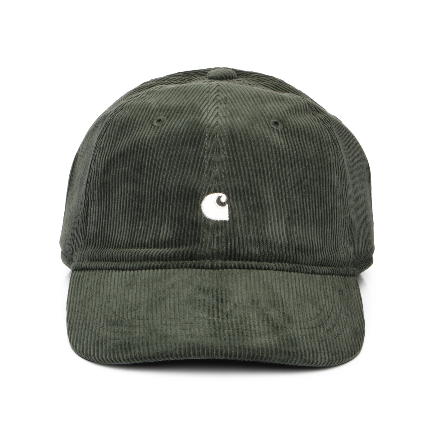 Carhartt WIP Harlem Kord Baseball Cap - Dunkelolivgrün-Weiß