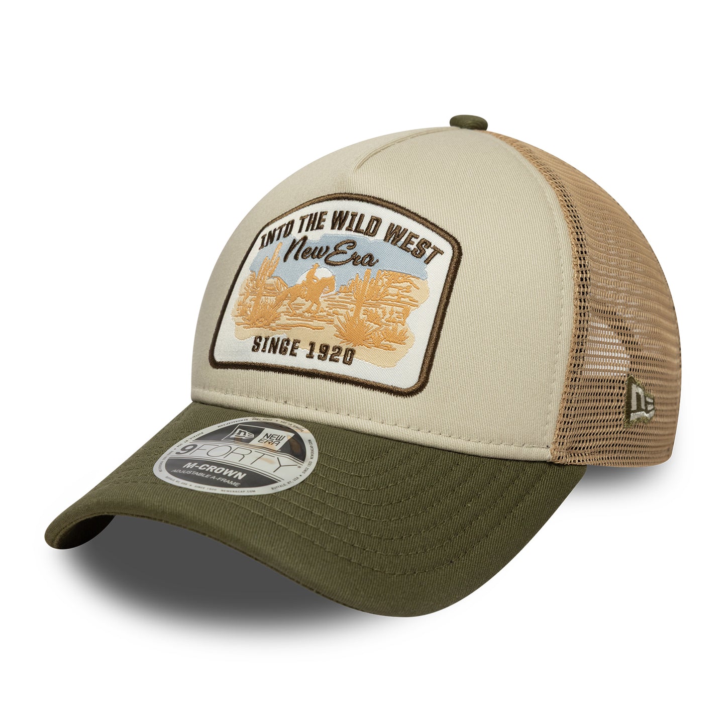 New Era 9FORTY M-Crown A-Frame Trucker Cap - Contrast Patch - Steingrau-Olivgrün