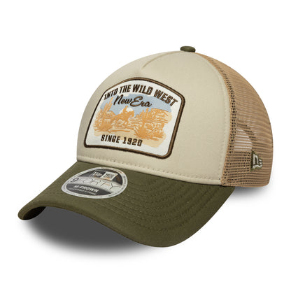 New Era 9FORTY M-Crown A-Frame Trucker Cap - Contrast Patch - Steingrau-Olivgrün
