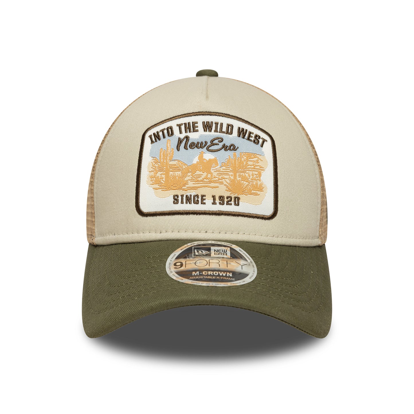 New Era 9FORTY M-Crown A-Frame Trucker Cap - Contrast Patch - Steingrau-Olivgrün