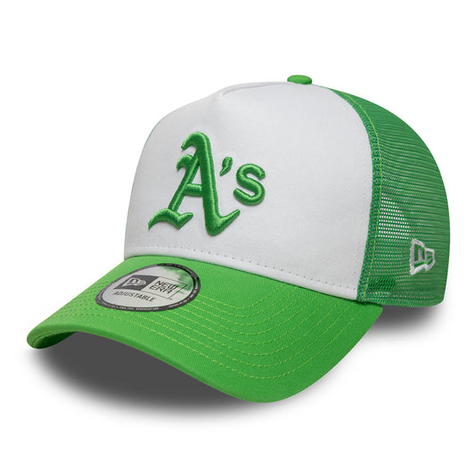 New Era A-Frame Athletics Trucker Cap - MLB League Essential - Knallgrün-Weiß
