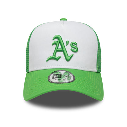 New Era A-Frame Athletics Trucker Cap - MLB League Essential - Knallgrün-Weiß