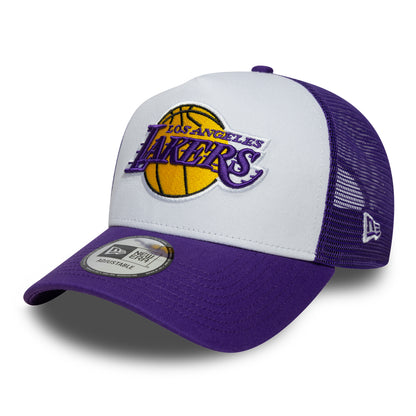 New Era A-Frame L.A. Lakers Trucker Cap - NBA Side Patch - Lila-Weiß