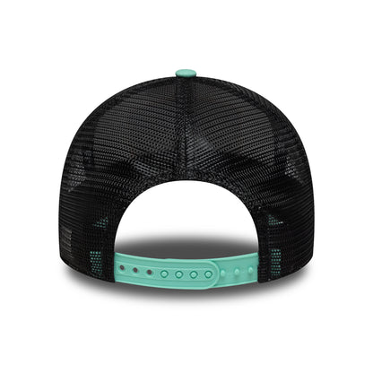 New Era A-Frame Portofino Trucker Cap - Location Patch - Aquamarinblau-Schwarz