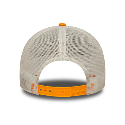 New Era A-Frame Costa Brava Trucker Cap - Location Patch - Orange-Steingrau