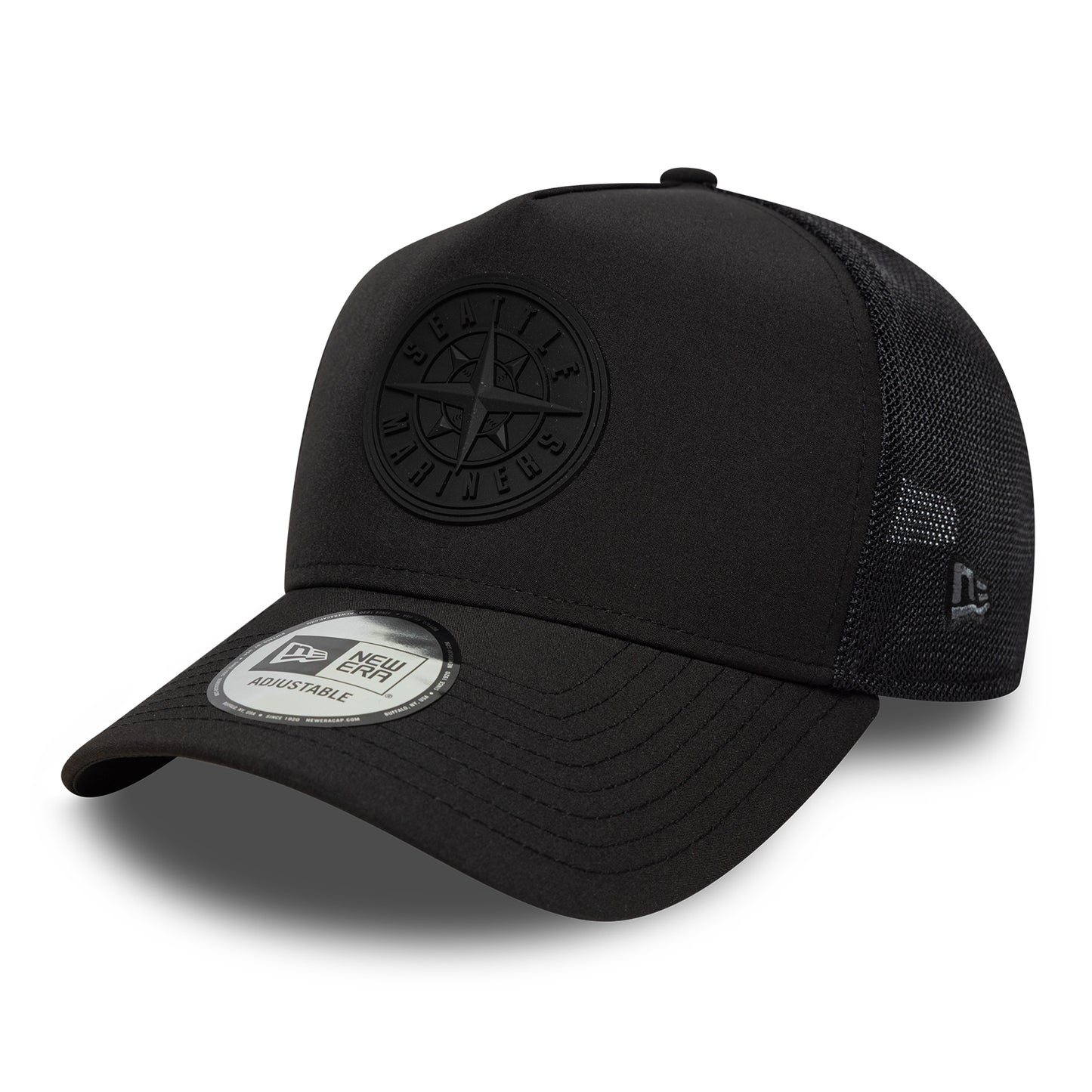 New Era A-Frame Seattle Mariners Trucker Cap - MLB Sport Featherweight - Schwarz auf Schwarz