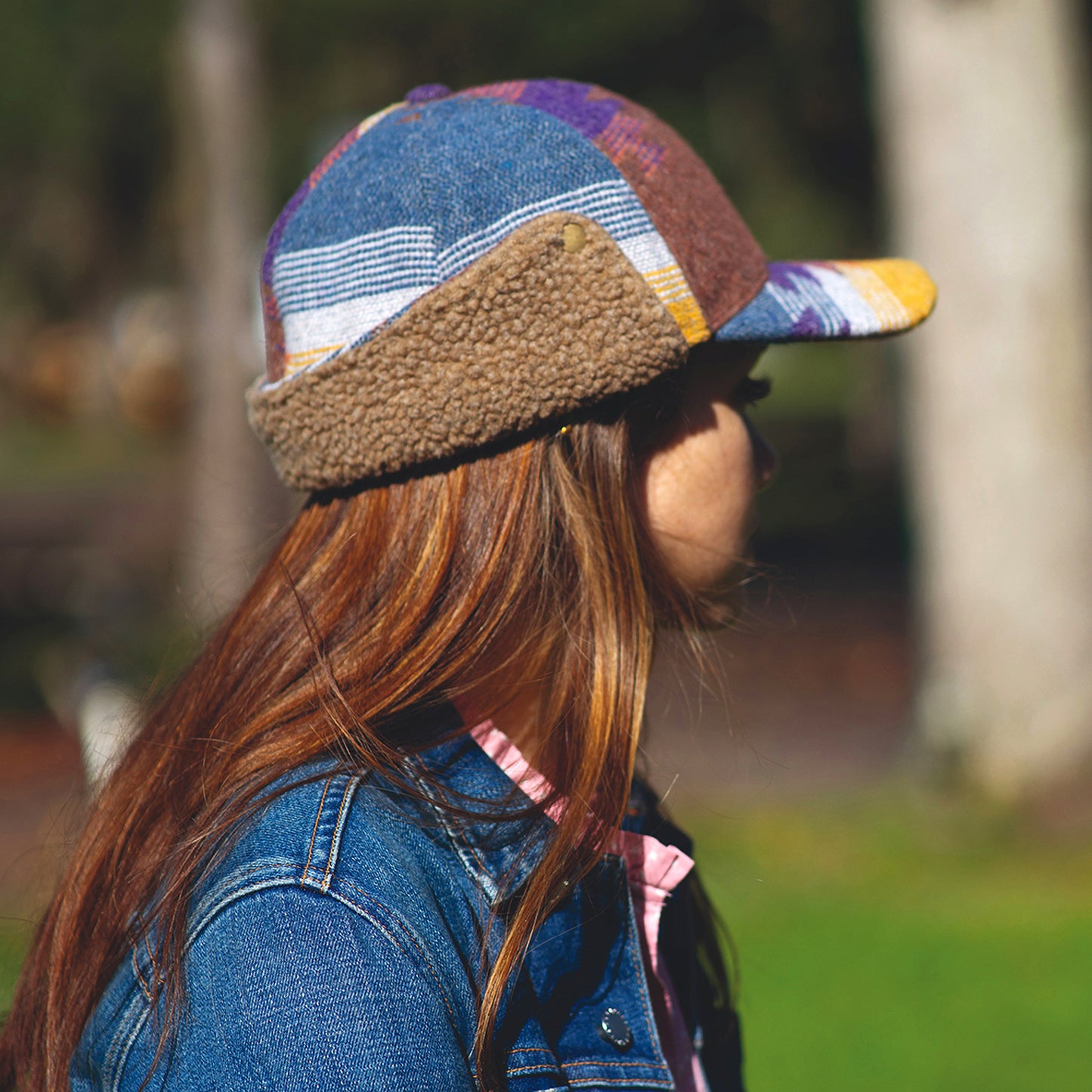 Scala Sapos Baseball Cap Aztec Druck mit Ohrenklappen - Denim-Multi