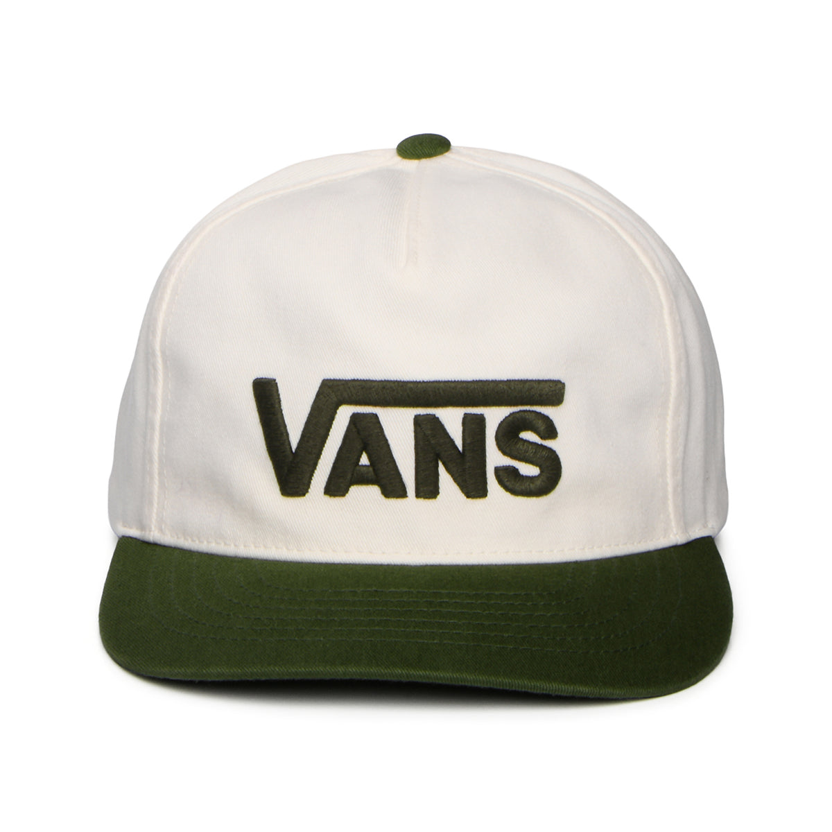 Vans Drop V Log Curved Brim Snapback Cap - Cremeweiß-Moosgrün