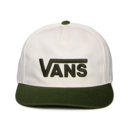 Vans Drop V Log Curved Brim Snapback Cap - Cremeweiß-Moosgrün