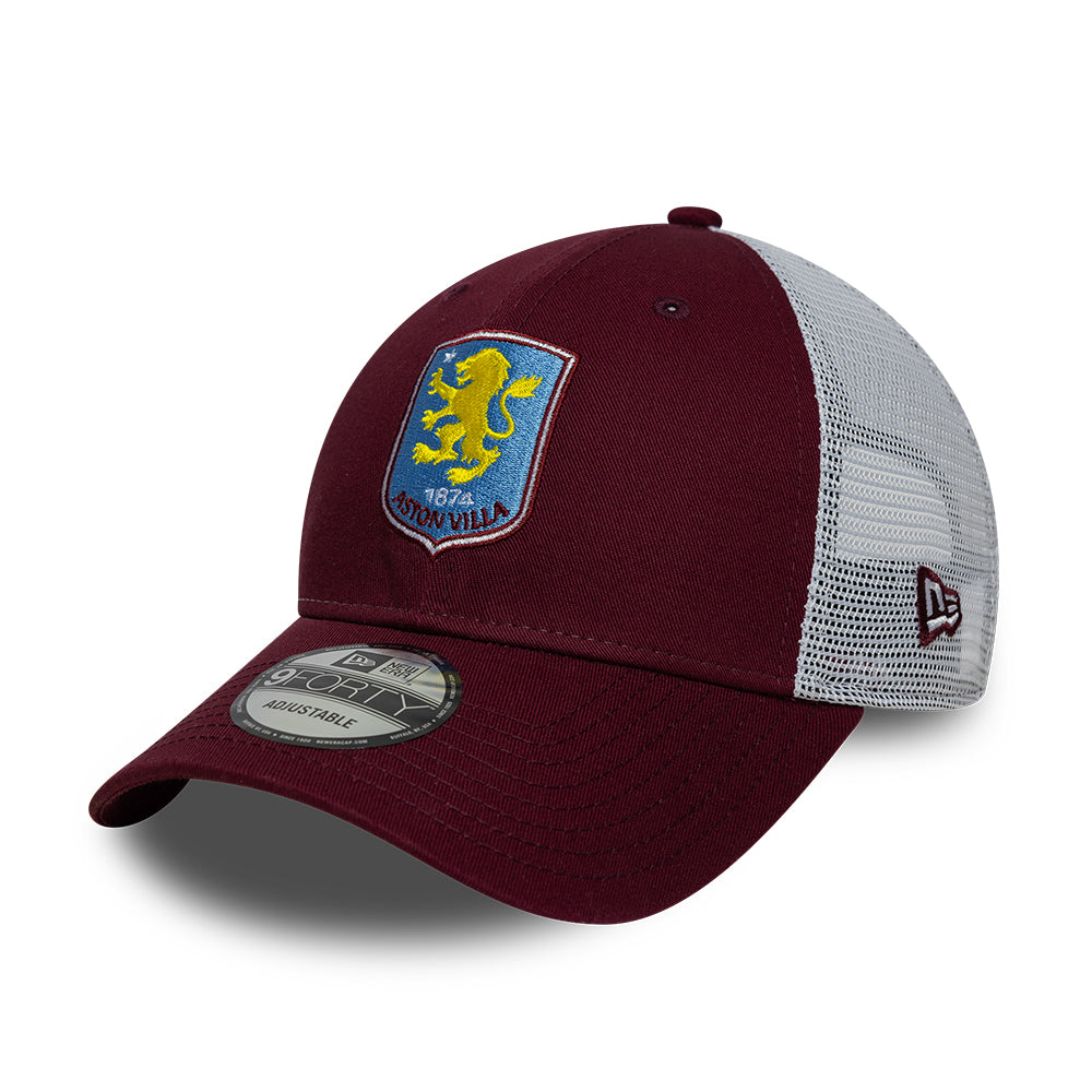 New Era 9FORTY Aston Villa FC Trucker Cap - League - Rotweinfarben-Himmelblau
