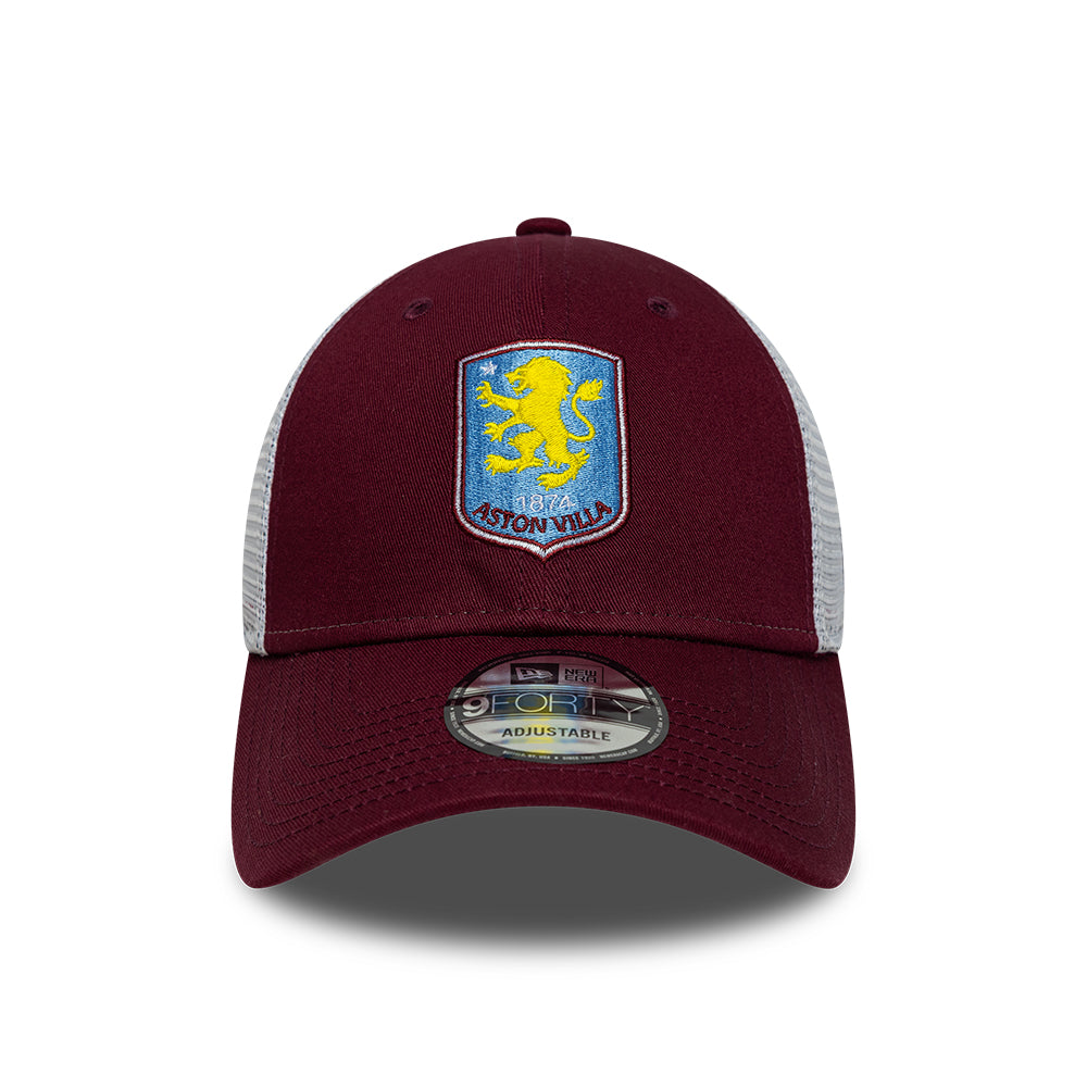 New Era 9FORTY Aston Villa FC Trucker Cap - League - Rotweinfarben-Himmelblau