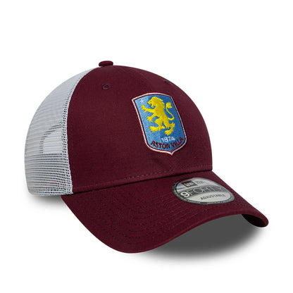 New Era 9FORTY Aston Villa FC Trucker Cap - League - Rotweinfarben-Himmelblau