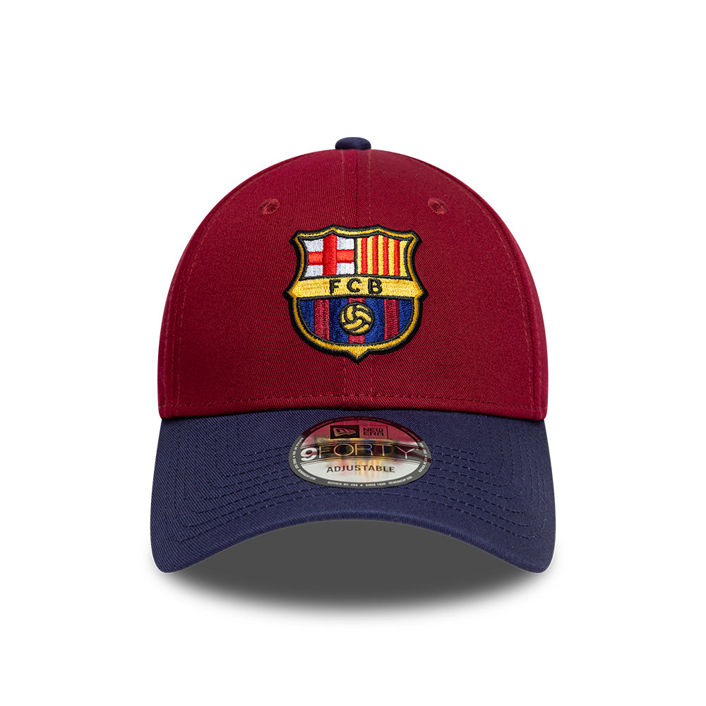 New Era 9FORTY FC Barcelona Baseball Cap - Contrast - Kardinalrot-Marineblau