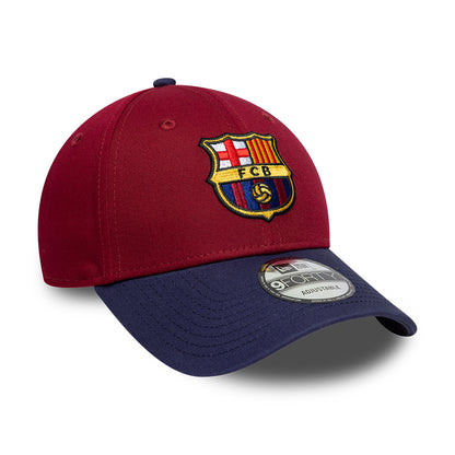 New Era 9FORTY FC Barcelona Baseball Cap - Contrast - Kardinalrot-Marineblau