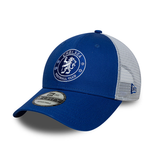 New Era 9FORTY Chelsea FC Trucker Cap - League Lion Crest - Königsblau