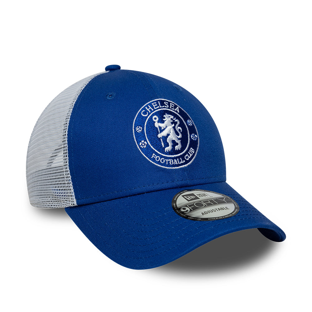 New Era 9FORTY Chelsea FC Trucker Cap - League Lion Crest - Königsblau