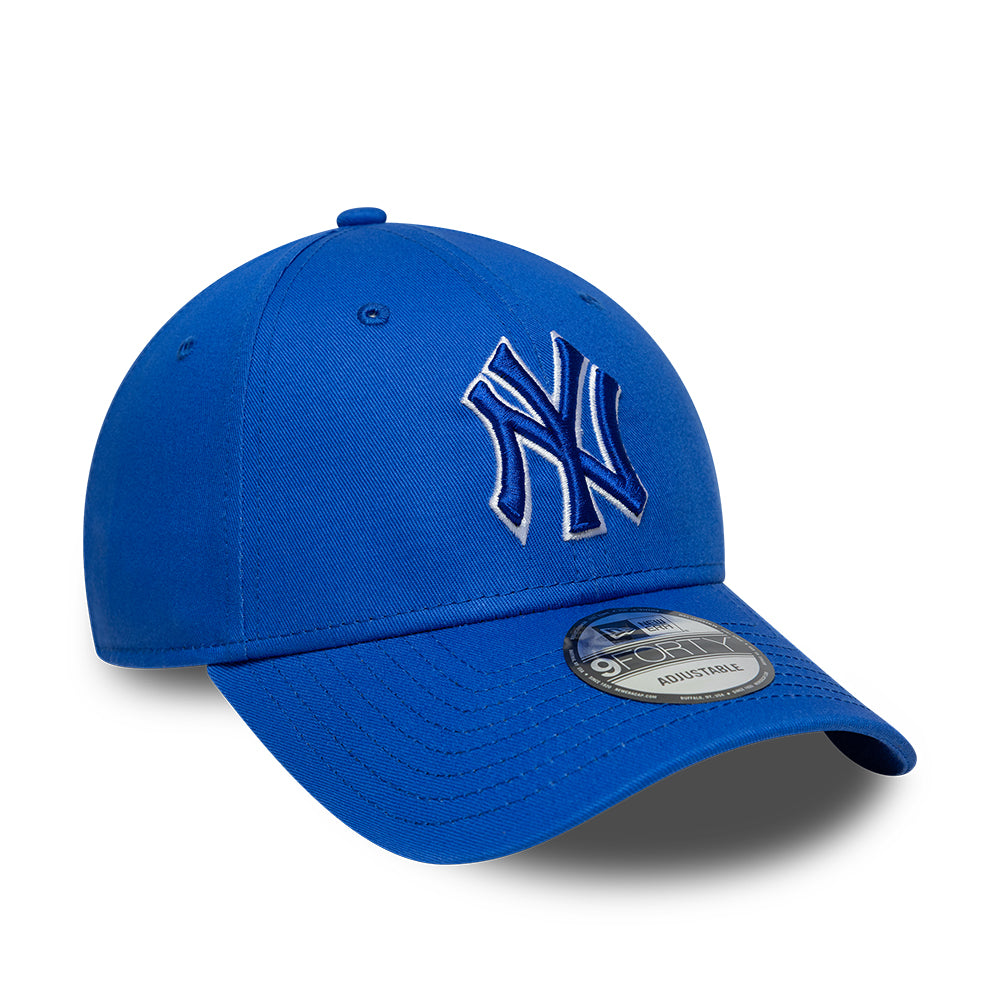 New Era 9FORTY New York Yankees Baseball Cap - MLB Team Outline - Knallblau-Weiß