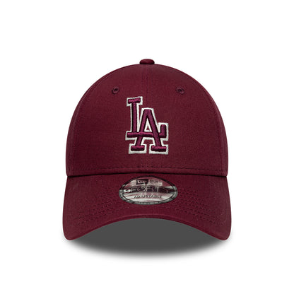 New Era 9FORTY L.A. Dodgers Baseball Cap - MLB Team Outline - Burgunderrot-Cremefarben