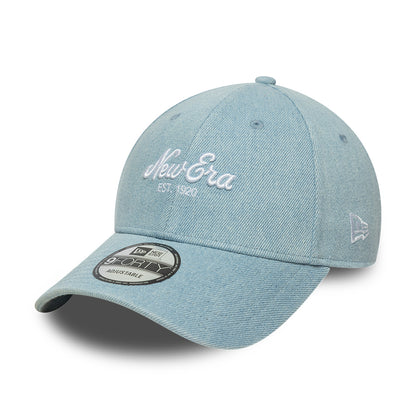 New Era 9FORTY Denim Baseball Cap - Hellblau