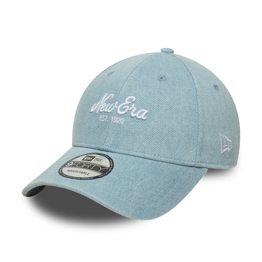 New Era 9FORTY Denim Baseball Cap - Hellblau