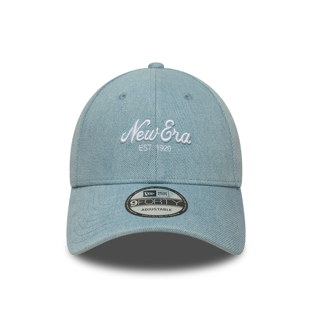 New Era 9FORTY Denim Baseball Cap - Hellblau
