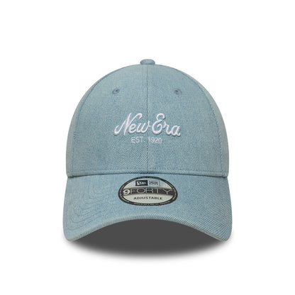 New Era 9FORTY Denim Baseball Cap - Hellblau