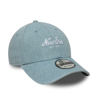 New Era 9FORTY Denim Baseball Cap - Hellblau