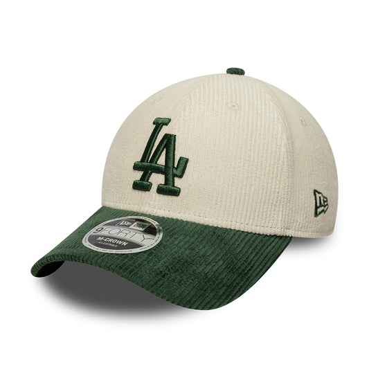 New Era 9FORTY M-Crown L.A. Dodgers Baseball Cap - MLB Cord - Cremefarben-Dunkelgrün