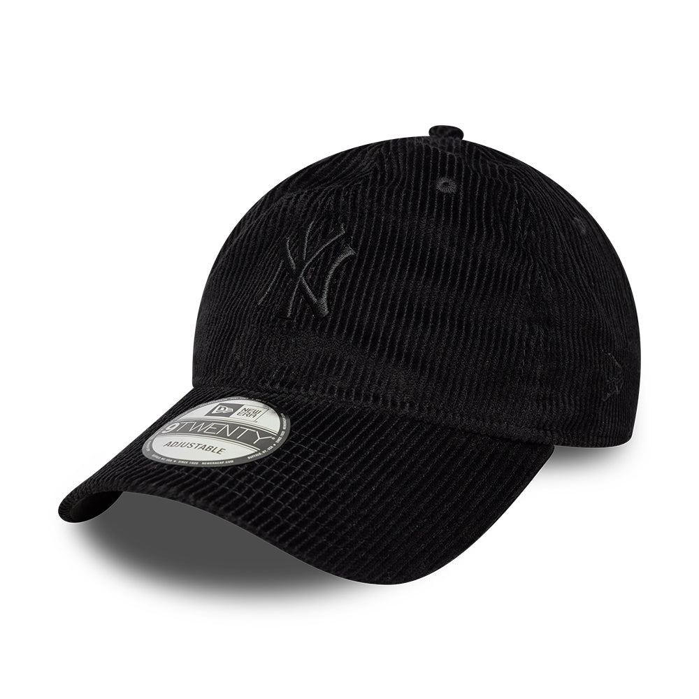 New Era 9TWENTY New York Yankees Baseball Cap - MLB Cord Midi - Schwarz auf Schwarz
