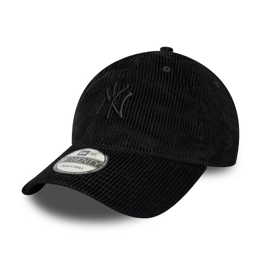 New Era 9TWENTY New York Yankees Baseball Cap - MLB Cord Midi - Schwarz auf Schwarz