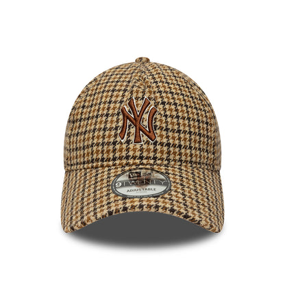 New Era 9TWENTY A-Frame New York Yankees Baseball Cap - MLB Houndstooth - Kamel