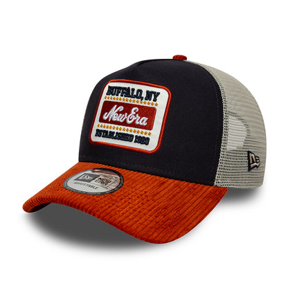 New Era 9FORTY A-Frame Trucker Cap - Patch Cord - Marineblau-Flammenrot