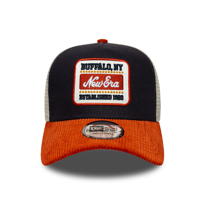 New Era 9FORTY A-Frame Trucker Cap - Patch Cord - Marineblau-Flammenrot
